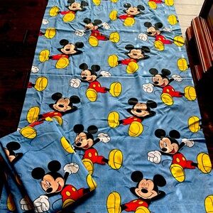 Vintage Mickey Mouse Curtains 4 panels 39 wide 64 long.